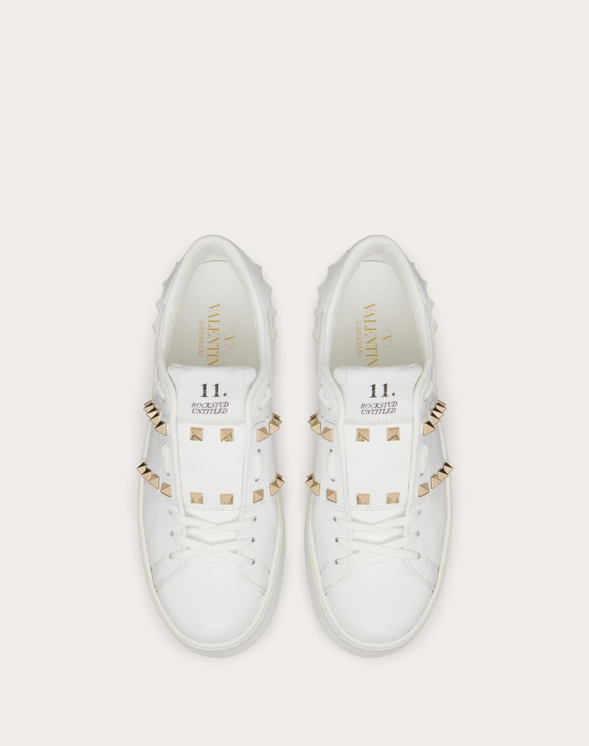 Valentino Handbags Sneaker Flatform Rockstud Untitled In Vitello Per Donna In Bianco | Valentino IT