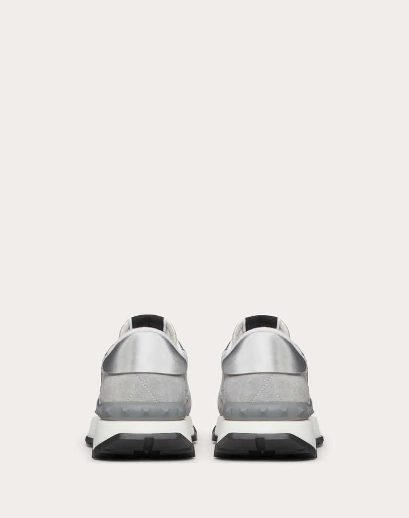 Valentino Handbags Sneaker Lacerunner In Pizzo E Mesh Per Donna In Silver/pastel Grey | Valentino IT