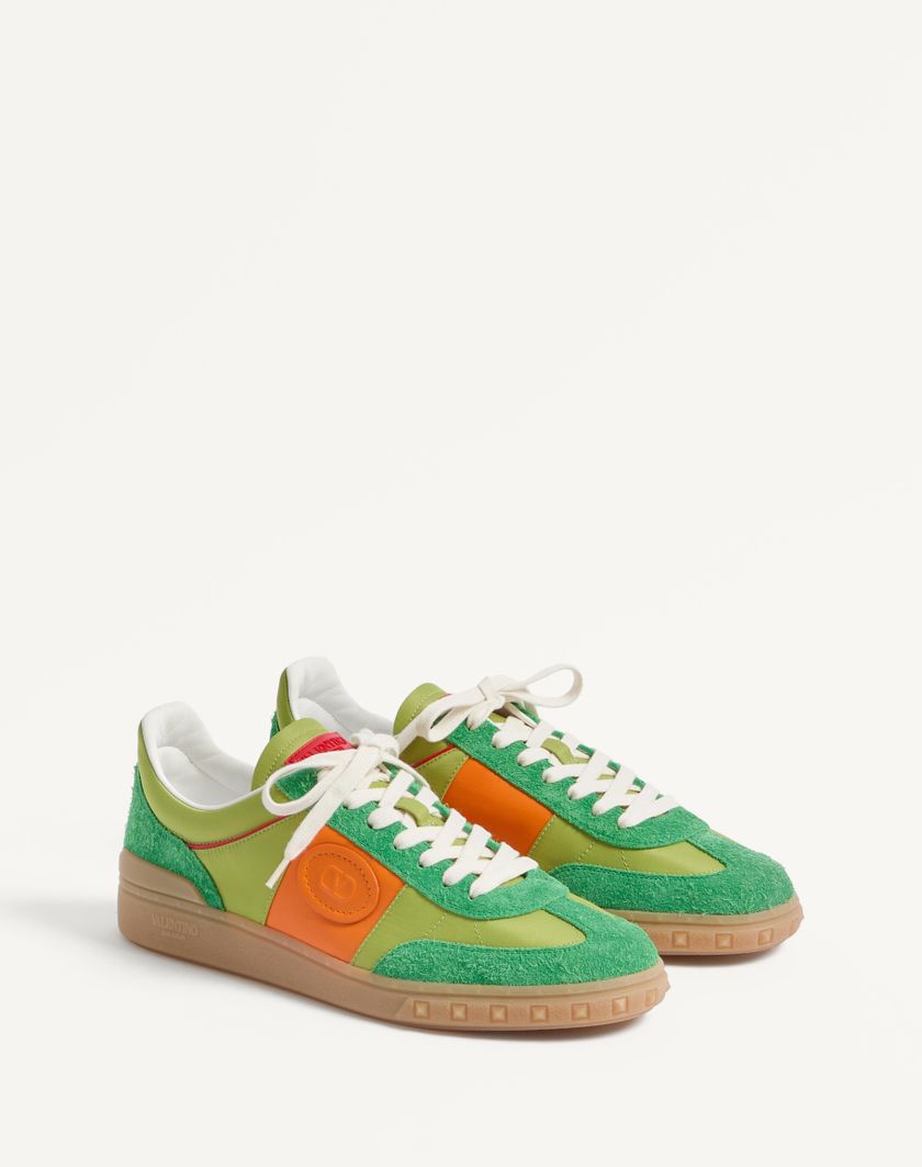 Valentino Handbags Sneaker Low Top Upvillage In Crosta E Nylon Per Uomo In Acid Bluette | Valentino IT