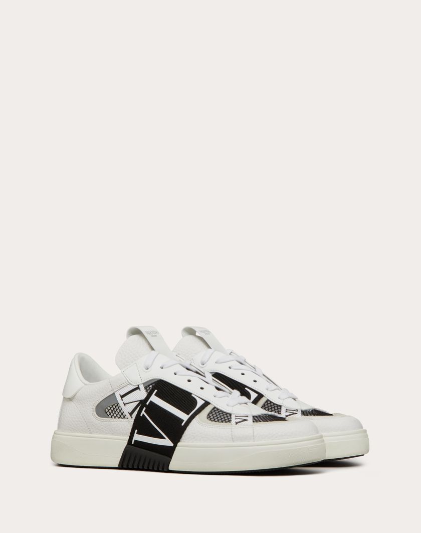 Valentino Handbags Sneaker Low-top Vl7n In Vitello Tessuto Rete E Nastri Per Uomo In Bianco/ Nero | Valentino IT
