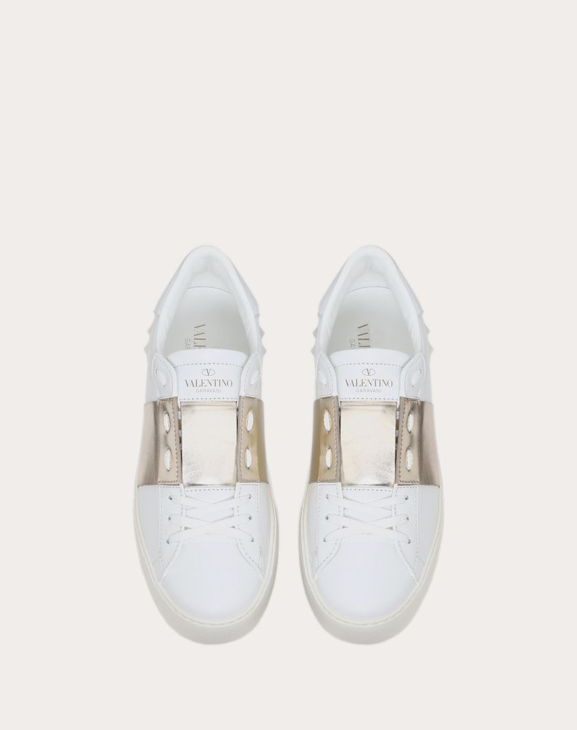 Valentino Handbags Sneaker Open Con Banda Metallizzata Per Donna In Bianco/platino | Valentino IT