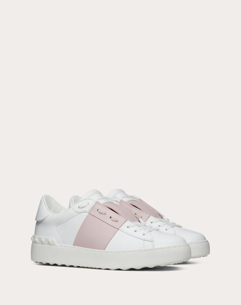 Valentino Handbags Sneaker Open In Vitello Per Donna In Bianco/water Rose | Valentino IT