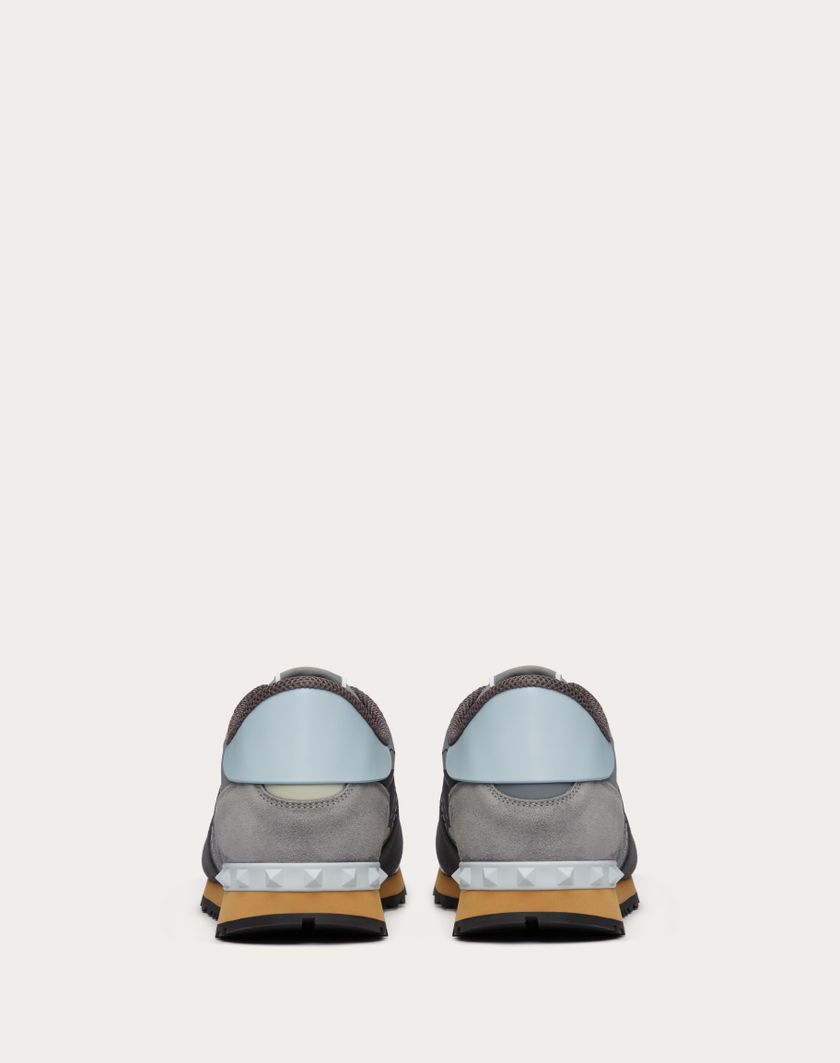 Valentino Handbags Sneaker Rockrunner Camouflage In Tessuto Nappato Per Uomo In Grigio/silver/nuage | Valentino IT