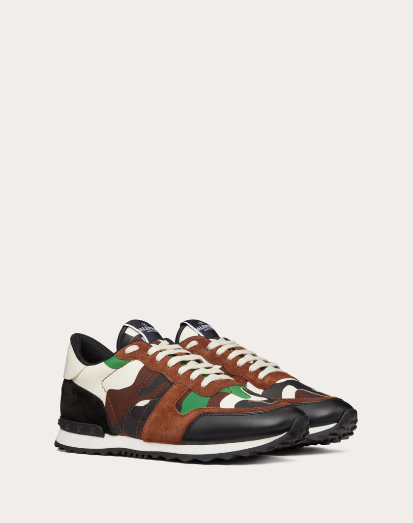 Valentino Handbags Sneaker Rockrunner Camouflage Per Uomo In Verde Militare/brushwood/nero/verde | Valentino IT
