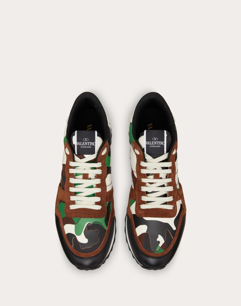 Valentino Handbags Sneaker Rockrunner Camouflage Per Uomo In Verde Militare/brushwood/nero/verde | Valentino IT