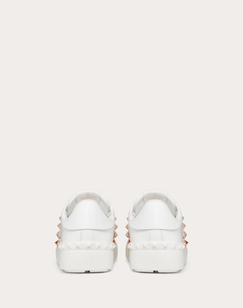 Valentino Handbags Sneaker Rockstud Untitled In Vitello Con Banda Metallizzata Per Donna In Bianco/rame | Valentino IT