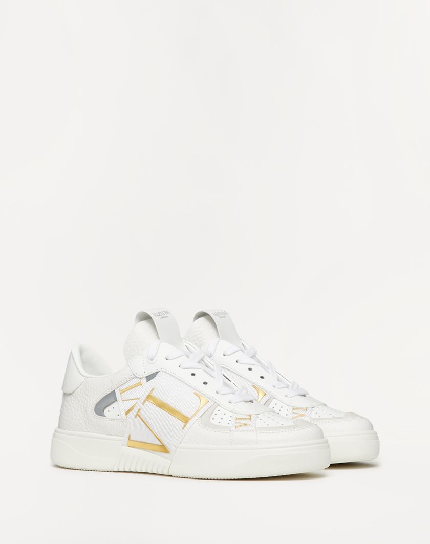 Valentino Handbags Sneaker Vl7n In Vitello E Nastri Per Donna In Bianco/antique Brass | Valentino IT