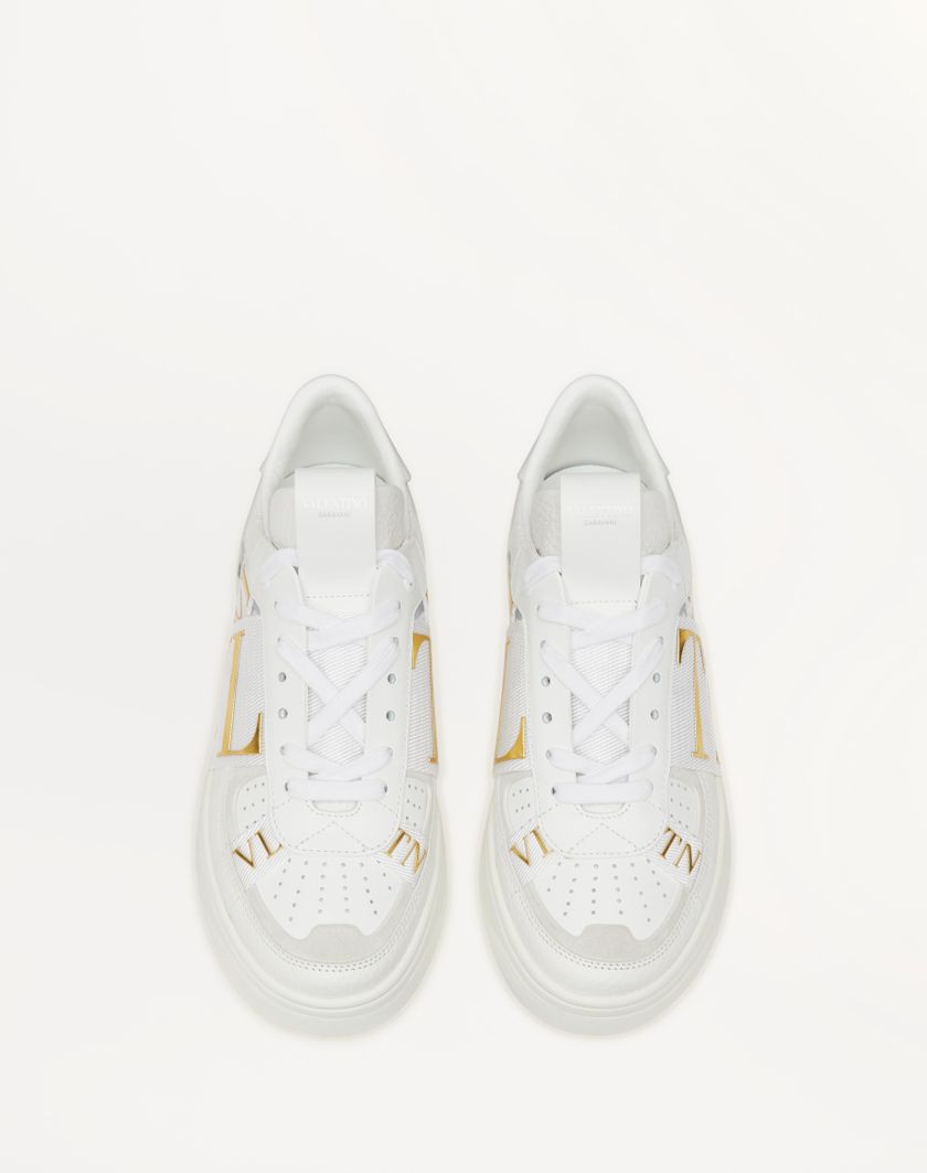 Valentino Handbags Sneaker Vl7n In Vitello E Nastri Per Donna In Bianco/antique Brass | Valentino IT