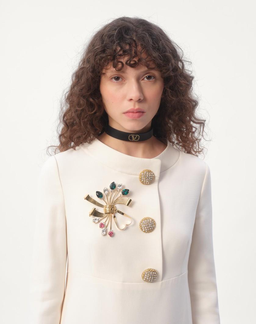 Valentino Handbags Spilla Papier Floral In Metallo E Cristalli Swarovski® Per Donna In Oro/multicolor | Valentino IT