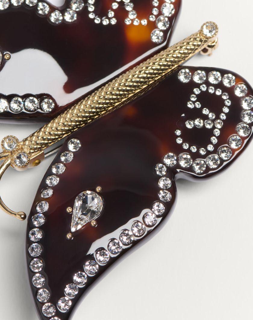 Valentino Handbags Spilla Valentino Garavani Bellailes In Metallo Resina E Cristalli Per Uomo In Tartaruga/oro/crystal | Valentino IT