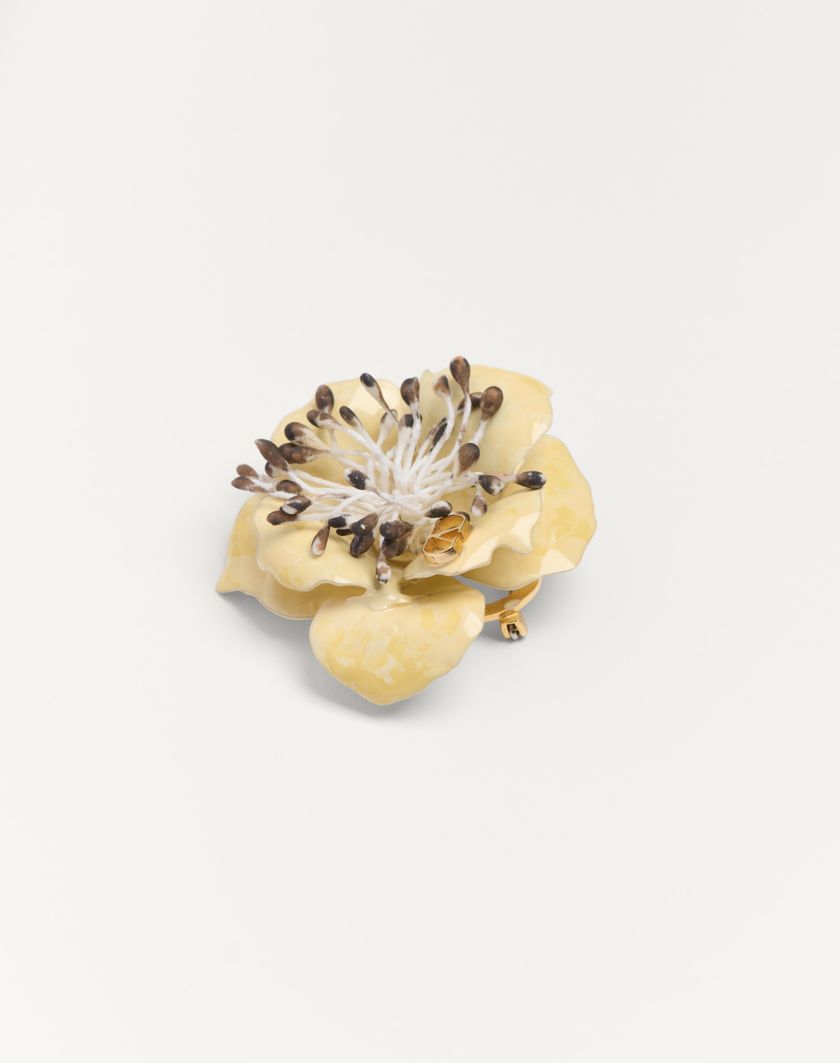 Valentino Handbags Spilla Valentino Garavani Fleur Lumineuse In Metallo Smalto E Tessuto Per Uomo In Oro/nero/multicolor | Valentino IT