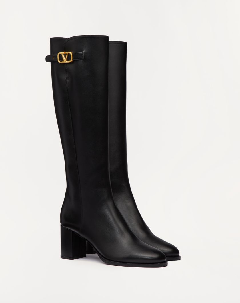 Valentino Handbags Stivale Vlogo Signature In Vitello 70mm Per Donna In Nero | Valentino IT