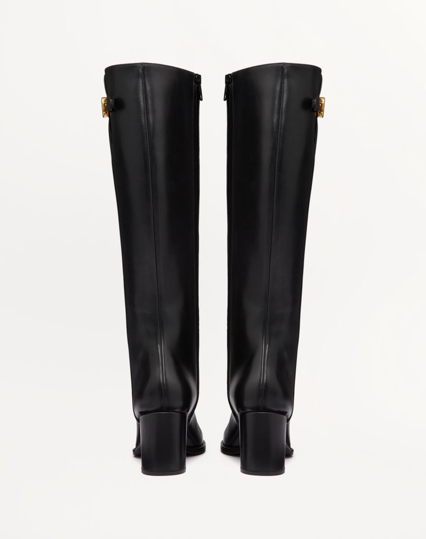 Valentino Handbags Stivale Vlogo Signature In Vitello 70mm Per Donna In Nero | Valentino IT