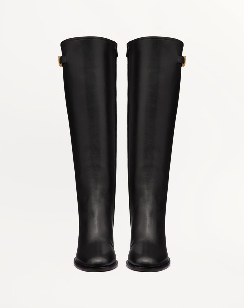 Valentino Handbags Stivale Vlogo Signature In Vitello 70mm Per Donna In Nero | Valentino IT