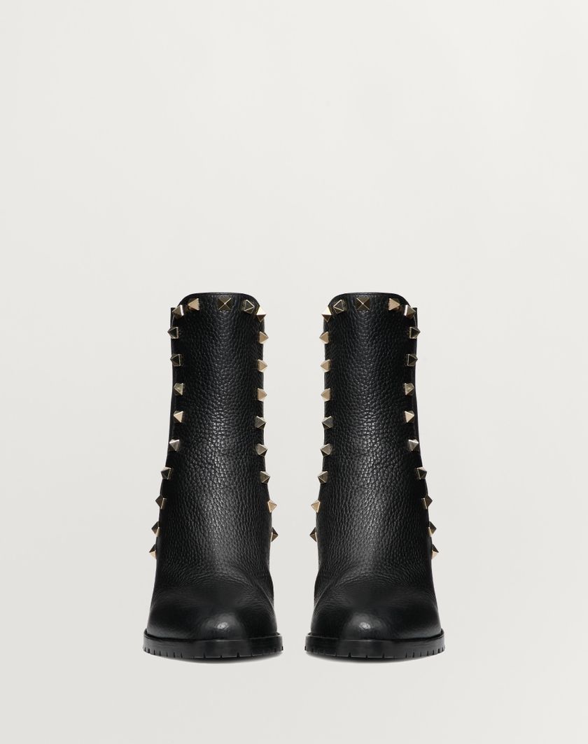 Valentino Handbags Stivaletto Rockstud In Vitello Granato 80mm Per Donna In Nero | Valentino IT