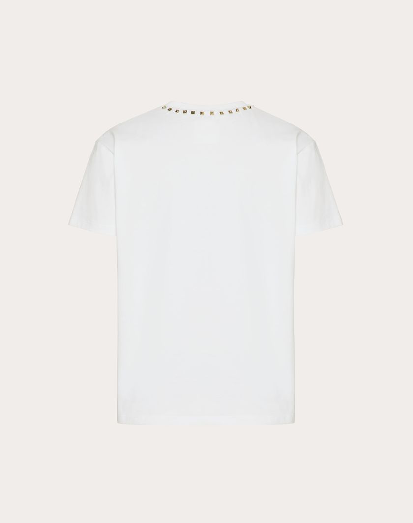 Valentino Handbags T-shirt Girocollo In Cotone Con Borchie Black Untitled Per Uomo In Navy | Valentino IT