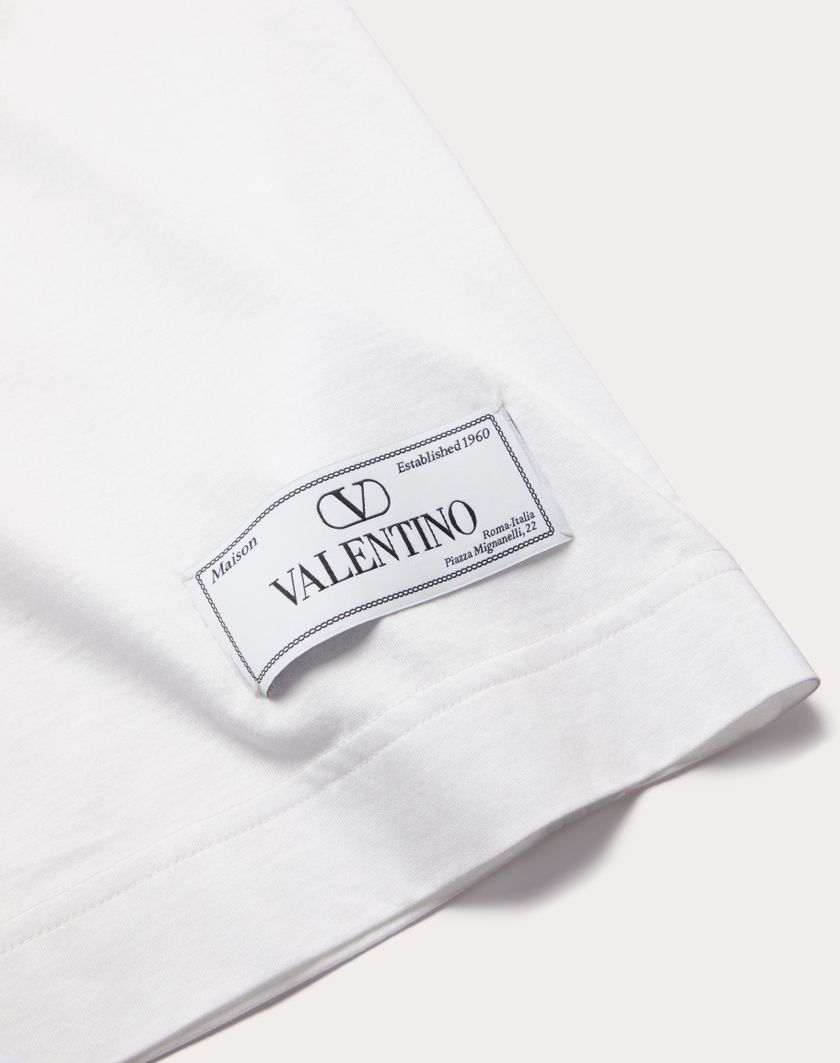 Valentino Handbags T-shirt In Cotone Con Etichetta Sartoriale Maison Valentino Per Uomo In Nero | Valentino IT