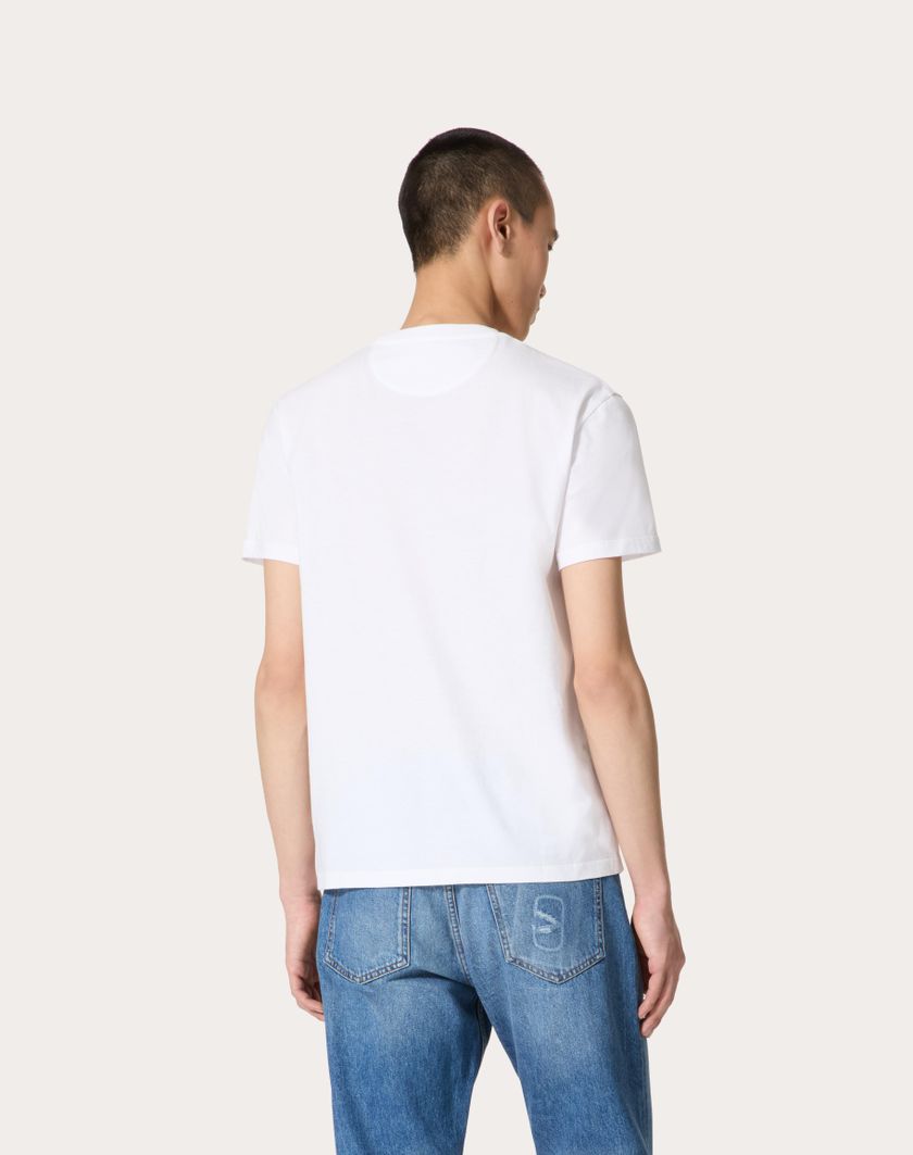 Valentino Handbags T-shirt In Cotone Con Patch Vlogo Signature Per Uomo In Antracite | Valentino IT