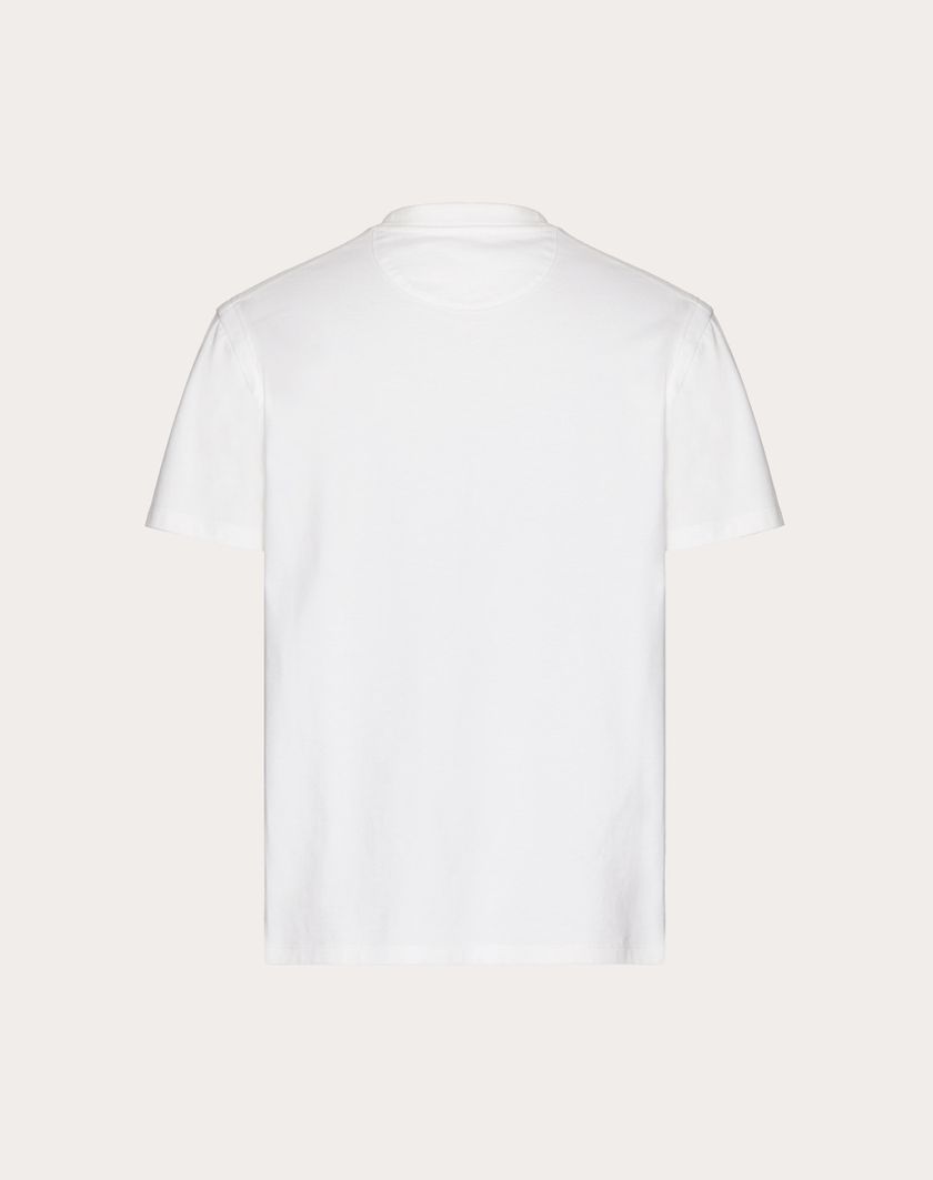 Valentino Handbags T-shirt In Cotone Con V Detail Impunturata Per Uomo In Bianco | Valentino IT