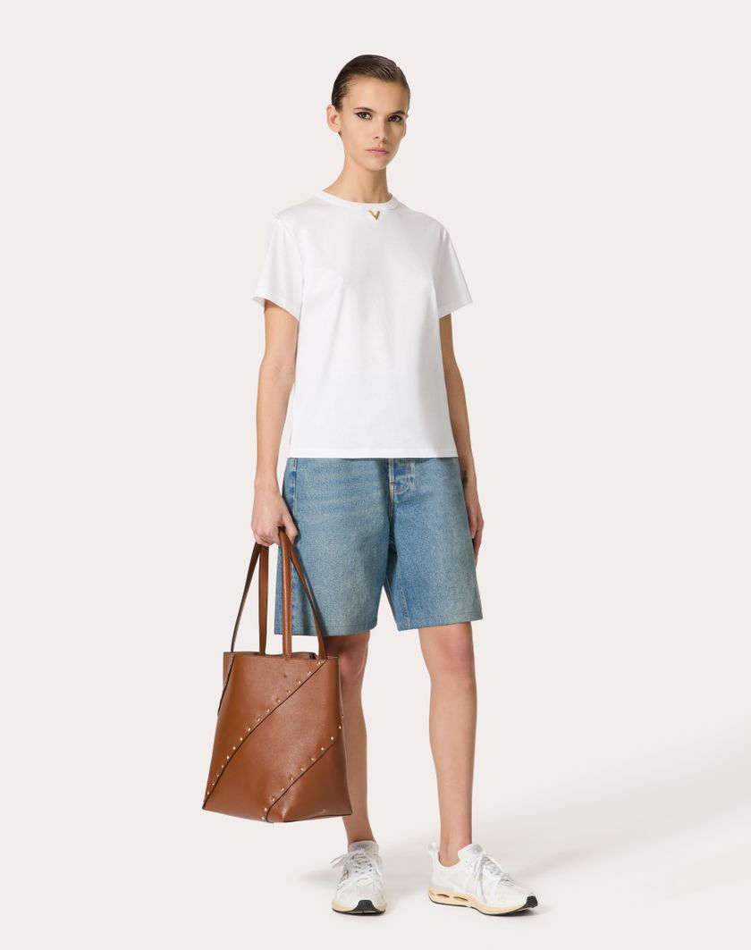 Valentino Handbags T-shirt In Cotton Jersey Per Donna In Bianco | Valentino IT