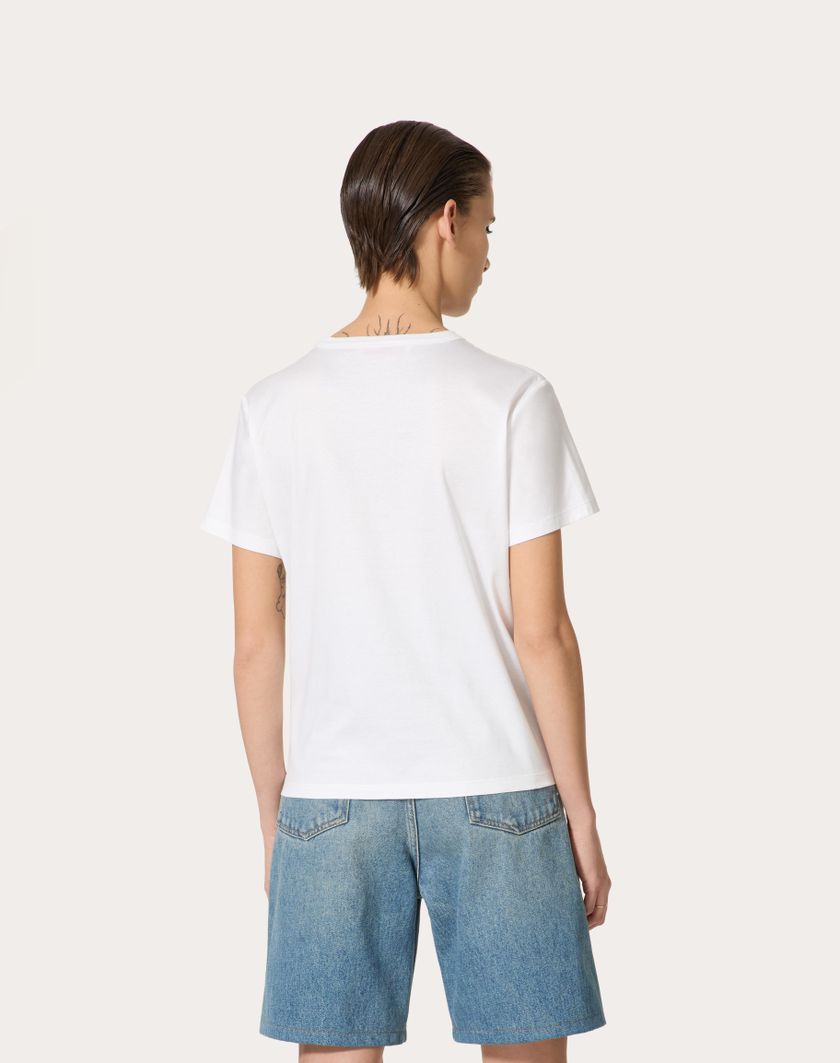 Valentino Handbags T-shirt In Cotton Jersey Per Donna In Bianco | Valentino IT