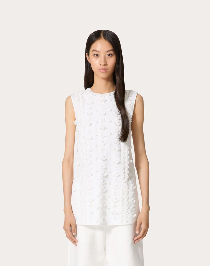 Valentino Handbags Top In Compact Popeline Ricamato Per Donna In Bianco | Valentino IT