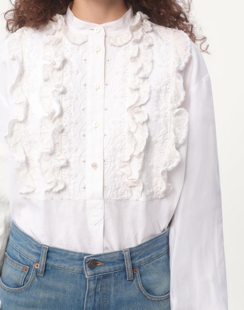 Valentino Handbags Top In Cotone E Lino Ricamato Per Donna In Bianco | Valentino IT