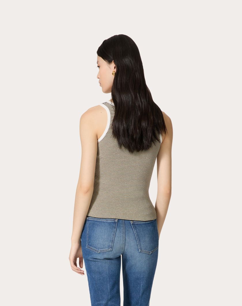 Valentino Handbags Top In Cotone E Lurex Per Donna In Navy/avorio/oro | Valentino IT