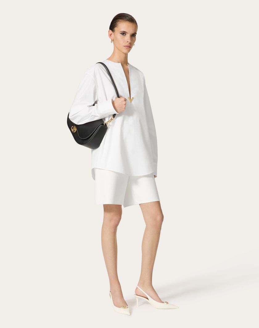 Valentino Handbags Top In Cotton Popeline Per Donna In Bianco | Valentino IT