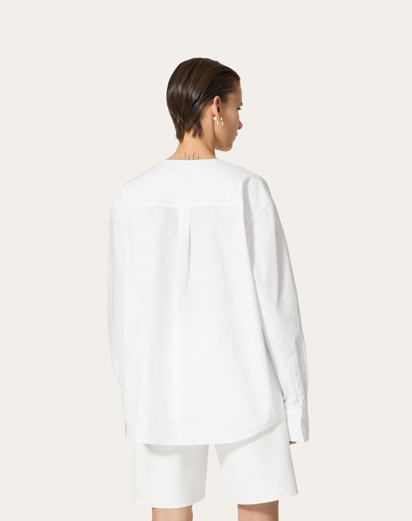 Valentino Handbags Top In Cotton Popeline Per Donna In Bianco | Valentino IT