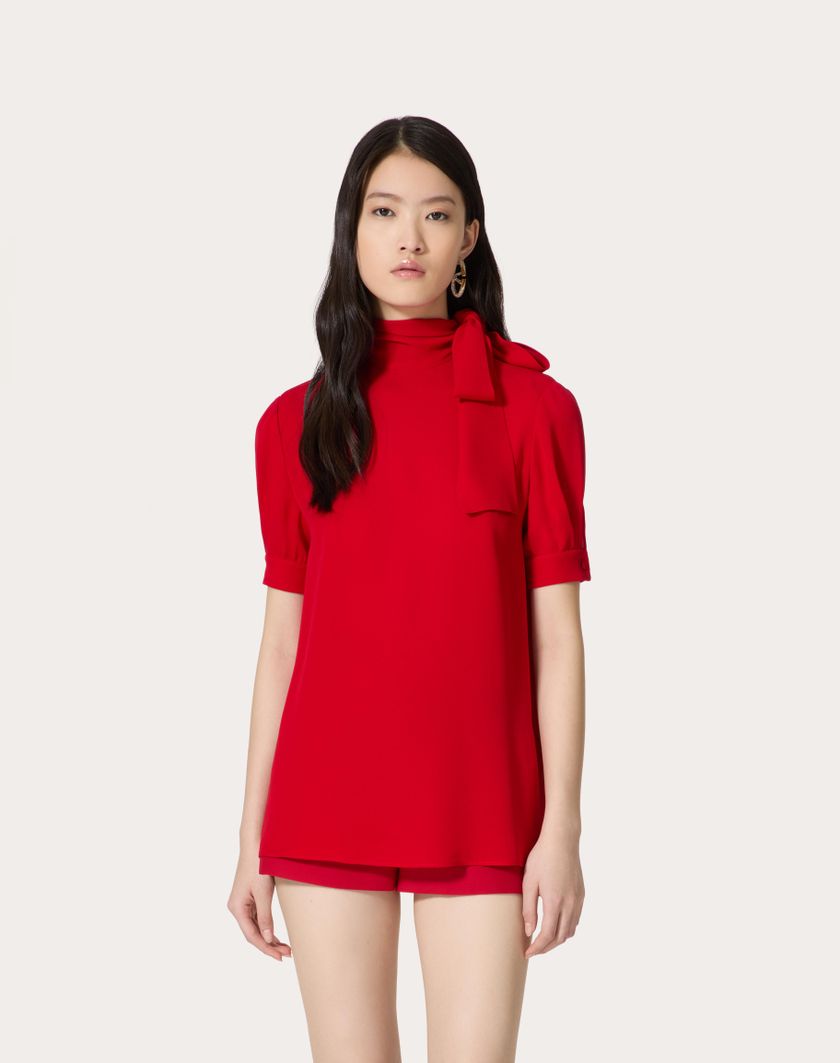 Valentino Handbags Top In Georgette Per Donna In Avorio | Valentino IT