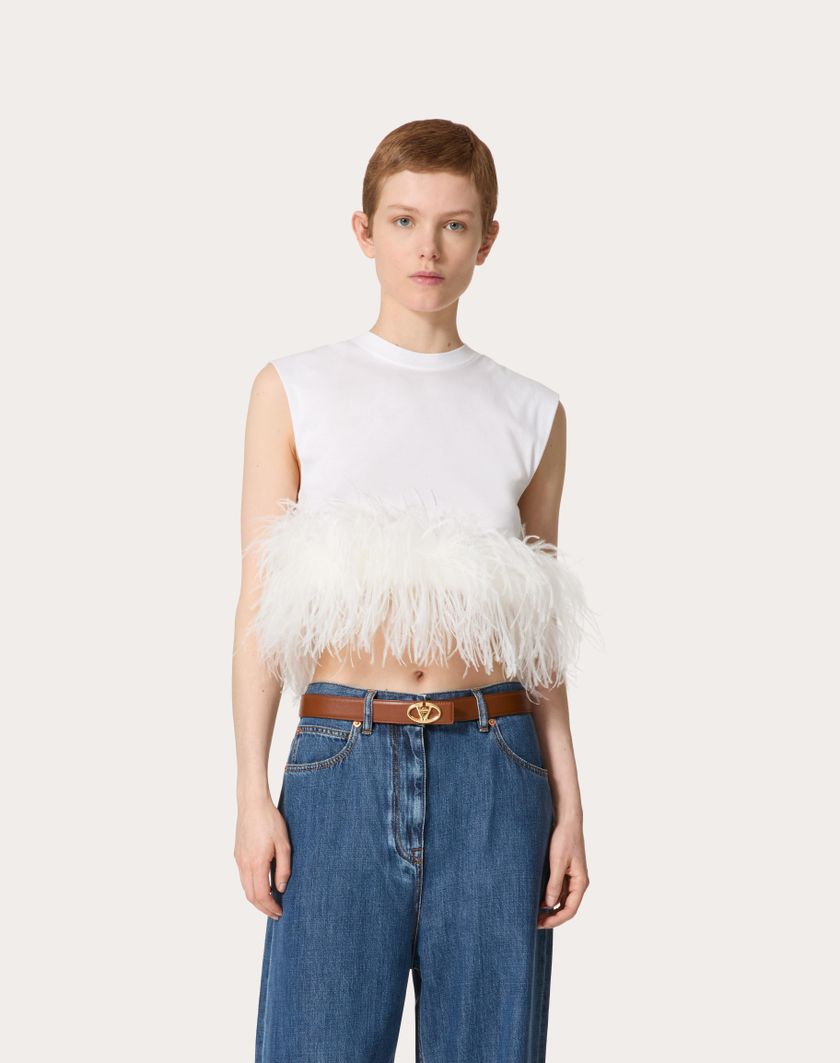 Valentino Handbags Top In Jersey Cotton Per Donna In Bianco | Valentino IT