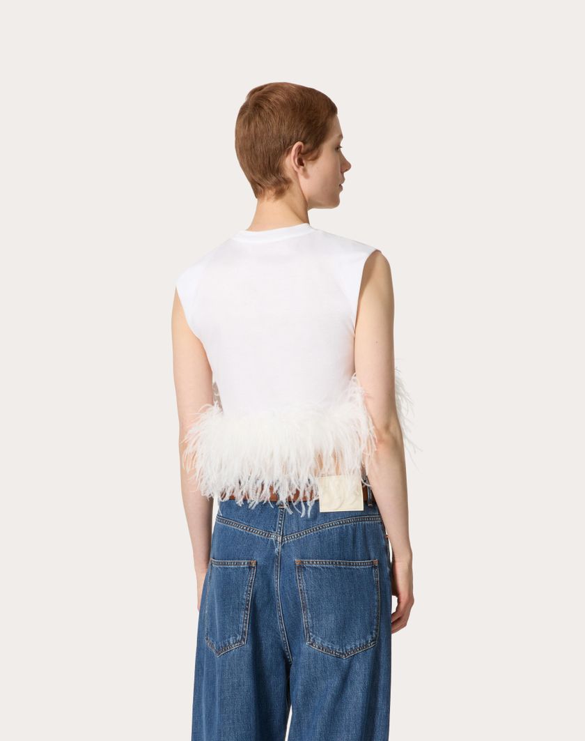 Valentino Handbags Top In Jersey Cotton Per Donna In Bianco | Valentino IT