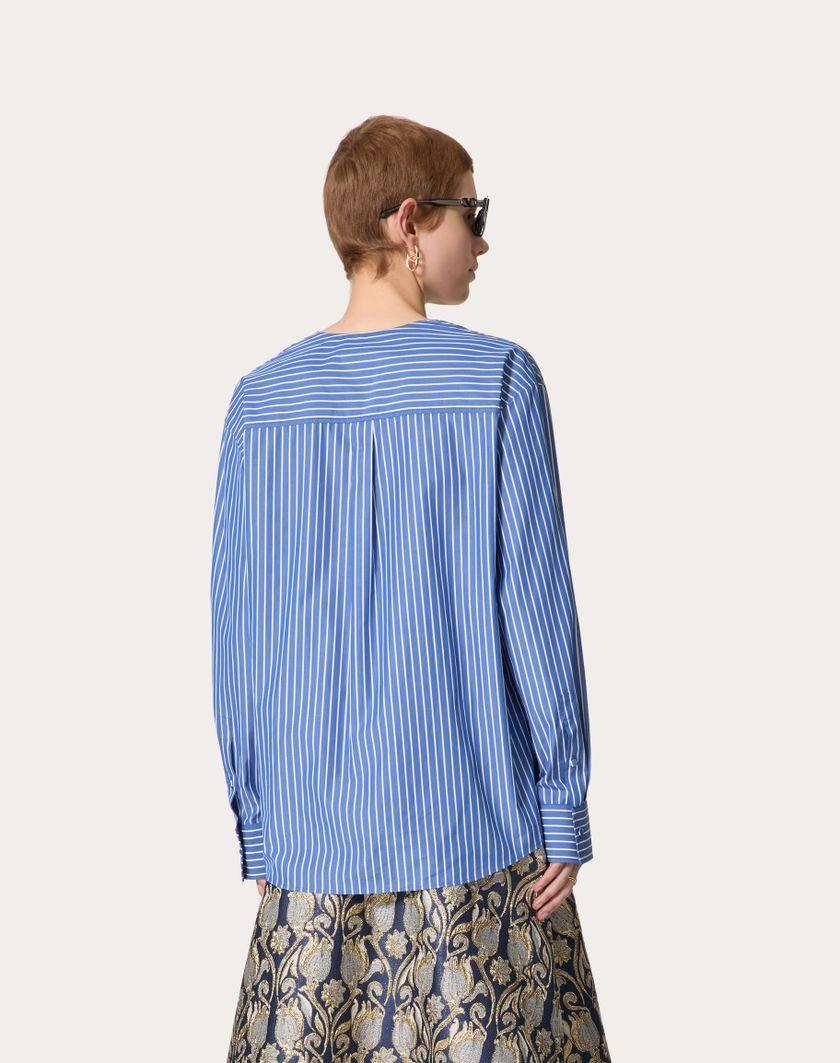 Valentino Handbags Top In Popeline Contrails Per Donna In Light Blue/bianco | Valentino IT