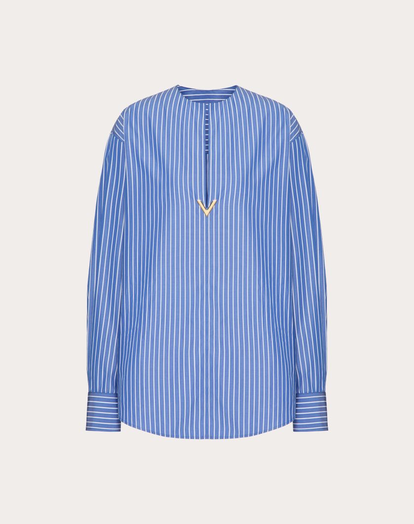 Valentino Handbags Top In Popeline Contrails per Donna in Light Blue/bianco | Valentino IT