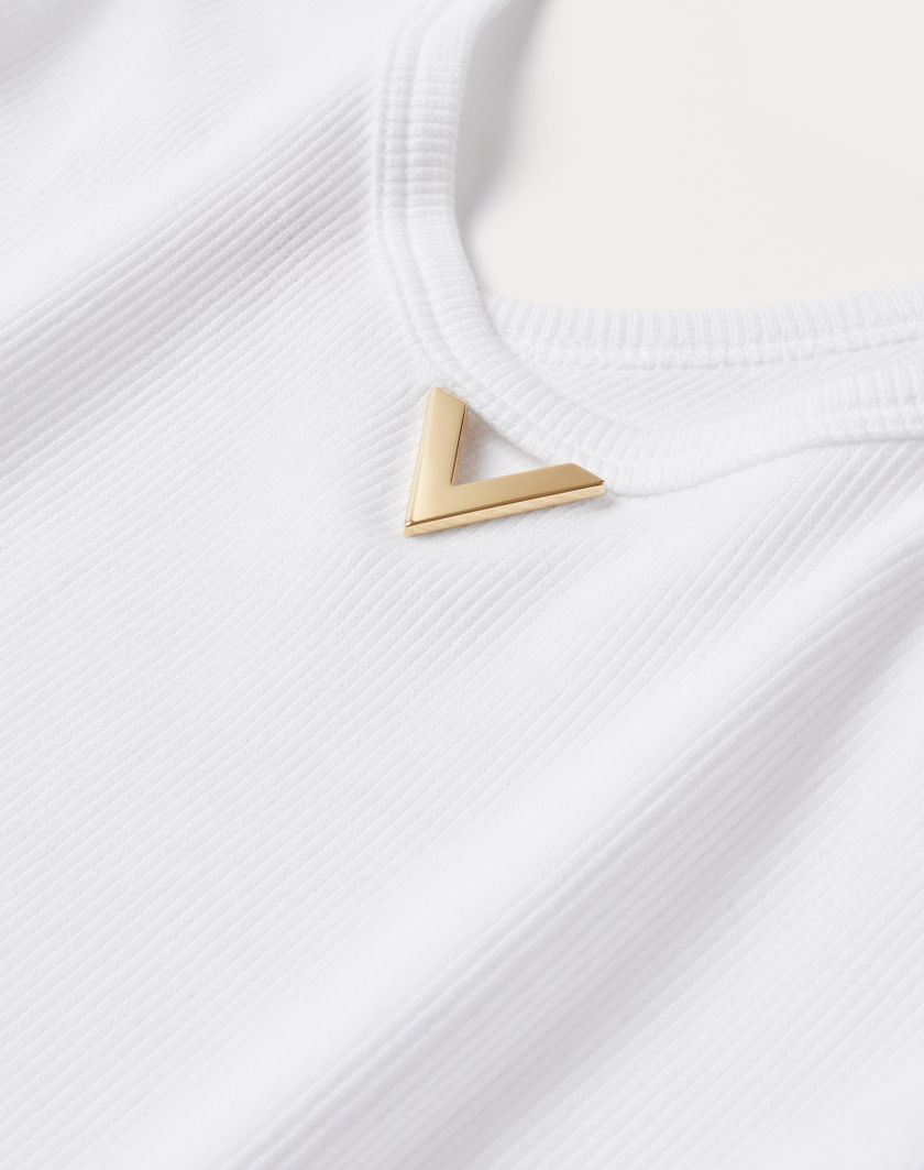 Valentino Handbags Top In Ribbed Cotton Per Donna In Bianco | Valentino IT