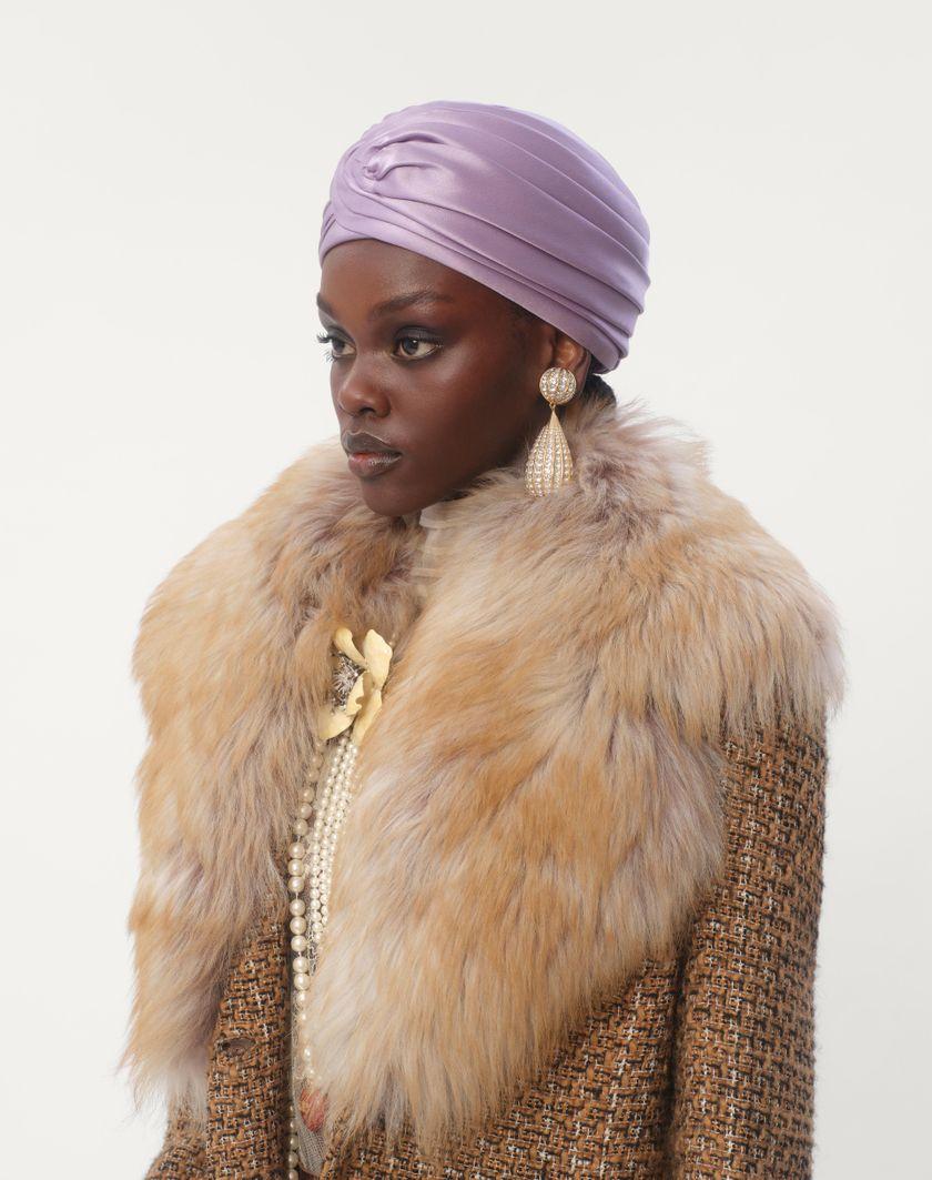 Valentino Handbags Turbante Rigido In Seta Per Donna In Lilla | Valentino IT