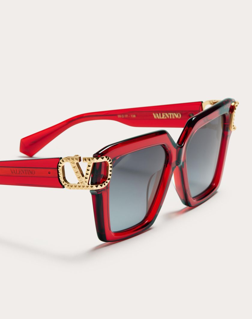 Valentino Handbags V-uno Occhiale Oversize A Farfalla In Acetato Per Donna In Rosso | Valentino IT
