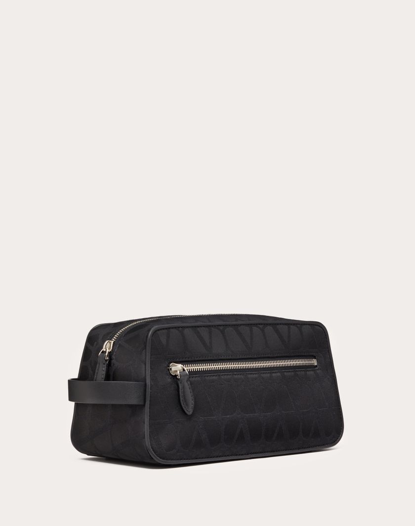 Valentino Handbags Washbag Black Iconographe In Nylon Per Uomo In Nero | Valentino IT