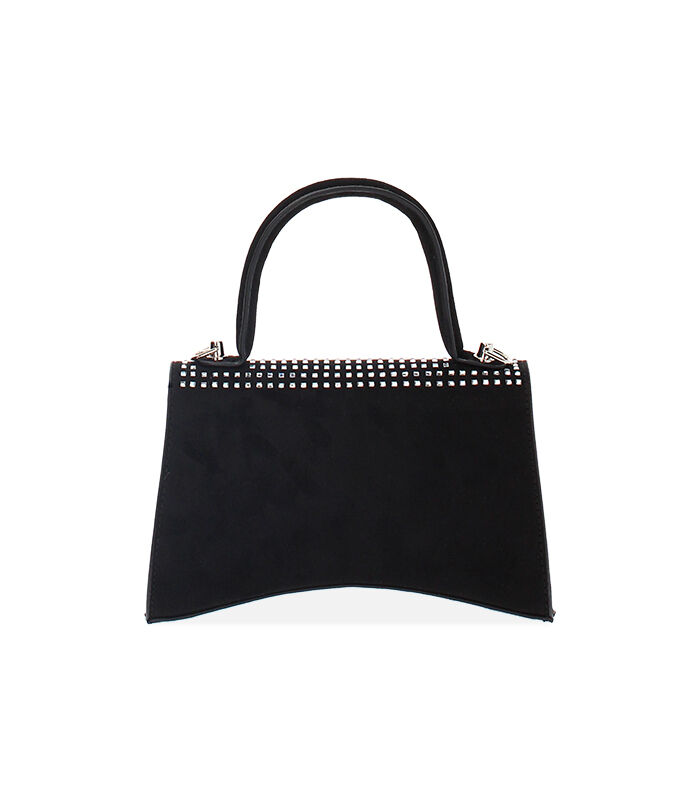 Valerio 1966 Borsa A Tracolla In Microfibra Nera Con Pietre Argento | Valerio 1966