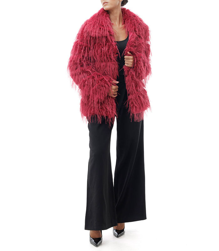 Valerio 1966 Cappotto Bordeaux Corto In Pelo Sintetico | Valerio 1966