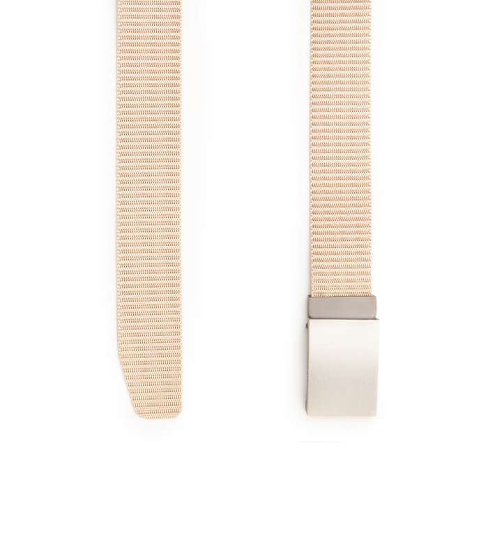 Valerio 1966 Cintura Beige In Tessuto Intrecciato Con Fibbia A Placca Uomo | Valerio 1966