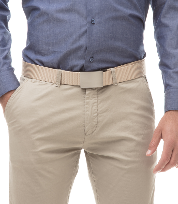 Valerio 1966 Cintura beige in tessuto intrecciato con fibbia a placca uomo | Valerio 1966