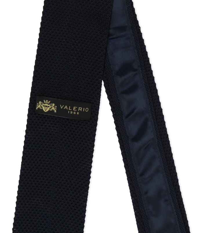 Valerio 1966 Cravatta Blu In Cotone Con Fondo Dritto Uomo | Valerio 1966