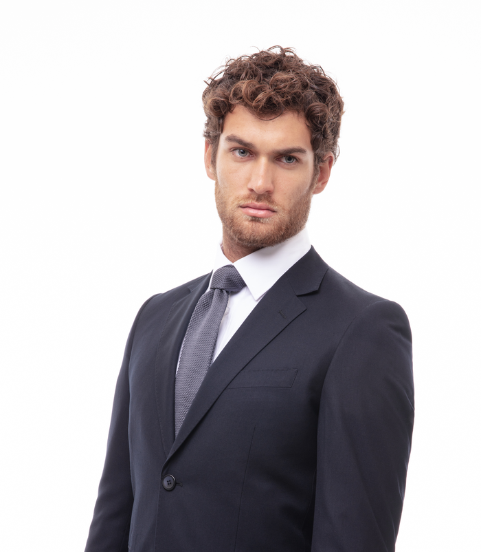 Valerio 1966 Cravatta grigio in cotone con fondo dritto uomo | Valerio 1966