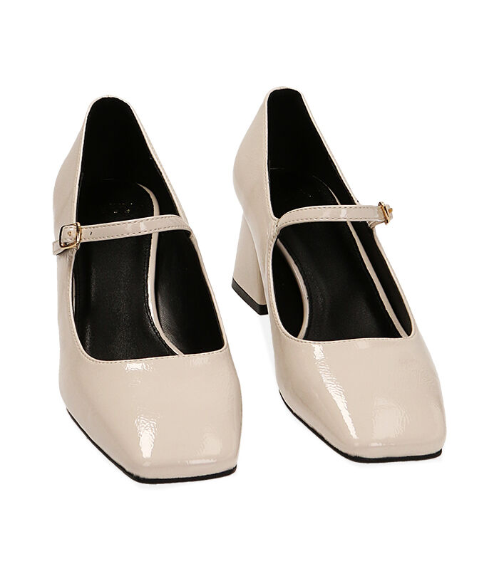 Valerio 1966 Décolleté donna panna cinturino in naplak tacco 5 5 cm | Valerio 1966