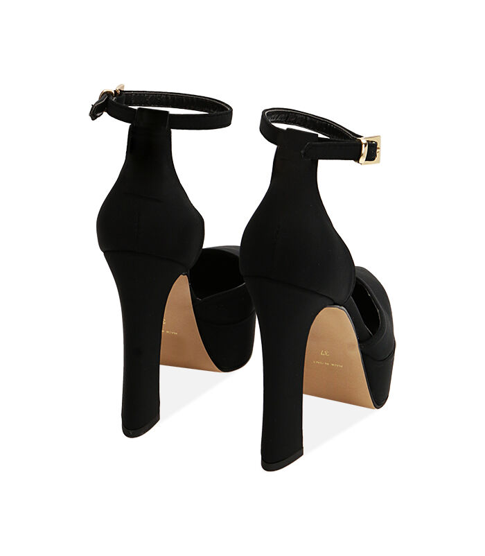 Valerio 1966 Décolleté Donna Platform Nere In Tessuto Tacco 12 5 Cm | Valerio 1966