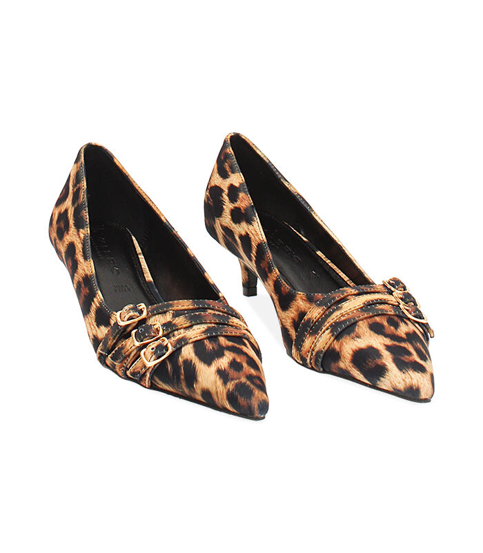 Valerio 1966 Décolleté leopard in lycra con fibbie tacco 4 5 cm | Valerio 1966