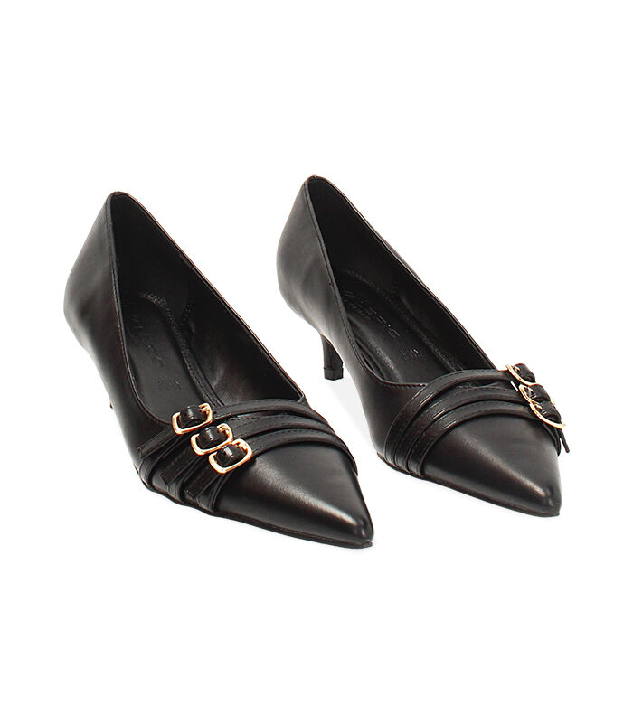 Valerio 1966 Décolleté nero con fibbie tacco 4 5 cm | Valerio 1966