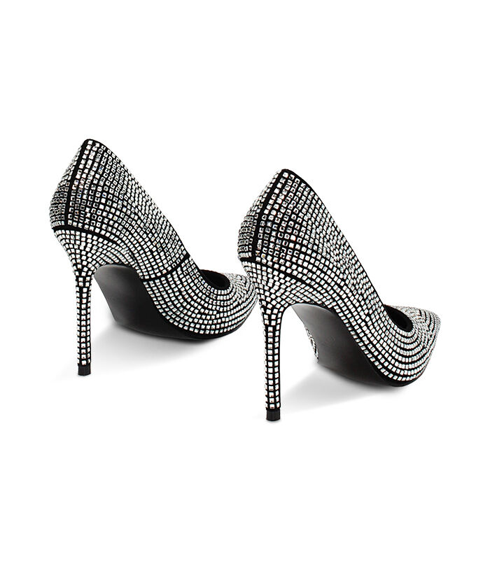 Valerio 1966 Décolleté Nero In Microfibra Con Pietre Argento | Valerio 1966